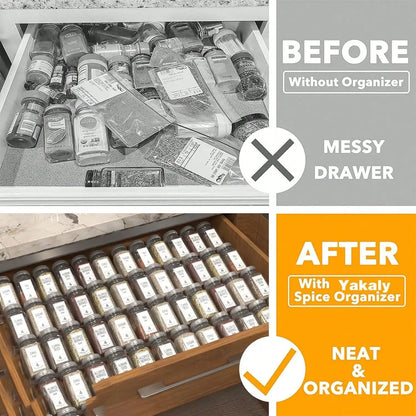 4/2 Layer Spice Drawer Organizer Adjustable Acrylic Spice Jars Rack Tray Expandable Seasoning Organizer Cabinet Kitchen Shelves