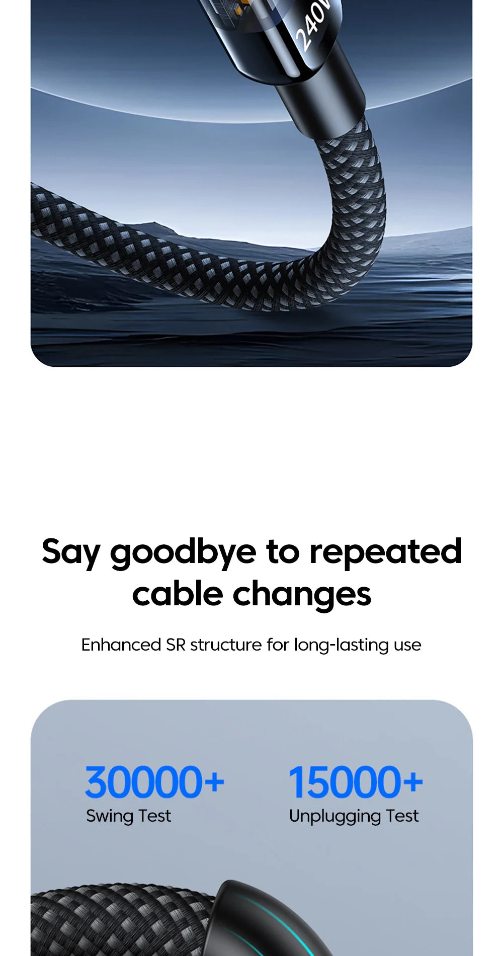 NNBILI USB C Quick Charging Cable 240W Nylon Braided Transparent Type C High-speed Charger Wire for Samsung Huawei Mi Data Line - Smarsty