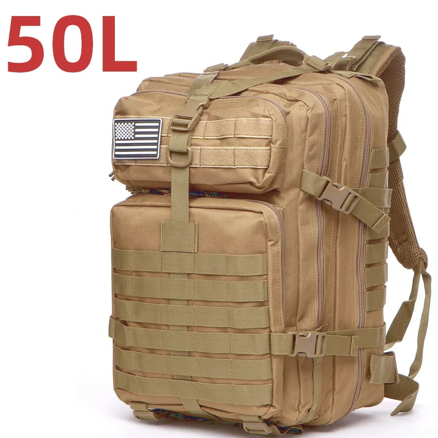 25L/50L Sturdy Nylon Waterproof Tactical Sports Trekking Fishing Hunting Camping Hiking Bag Backpack Outdoor Rucksacks - Smarsty