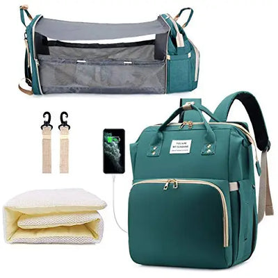 3 In 1 Diaper Bag Backpack Foldable Baby Bed Waterproof Travel Bag with USB Charge Diaper Bag Backpack with Changing Bed 3 types by Smarsty