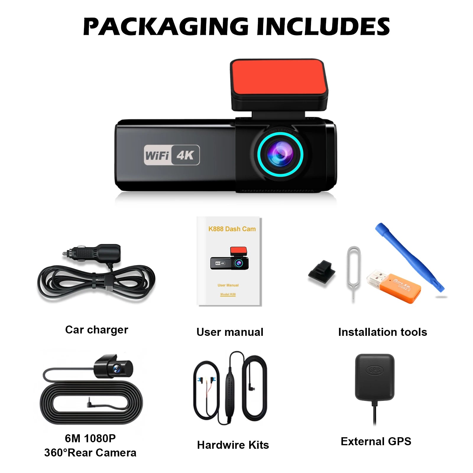 Stunning 4K Dash Cam Front And Rear Night Vision Wifi - Smarsty
