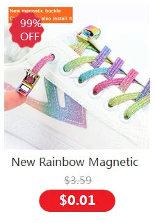 1Pair Magnetic Lock Shoelaces without ties Flat Elastic Laces Sneakers Boots No Tie Shoelace Rubber Bands for Shoes Accessories - Smarsty