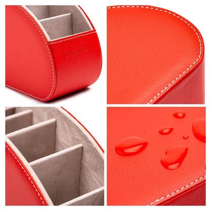 5 Grid Pu Leather Organizer Remote Control Phone And Tv Holder Desk Storage Box Cosmetics Brush by Smarsty