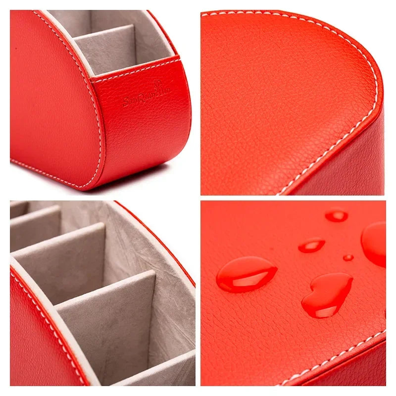 5 Grid Pu Leather Organizer Remote Control Phone And Tv Holder Desk Storage Box Cosmetics Brush by Smarsty