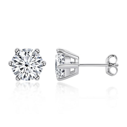 Moissanite Studs 0.5 To 2Ct Sterling Silver Screw Back - Smarsty