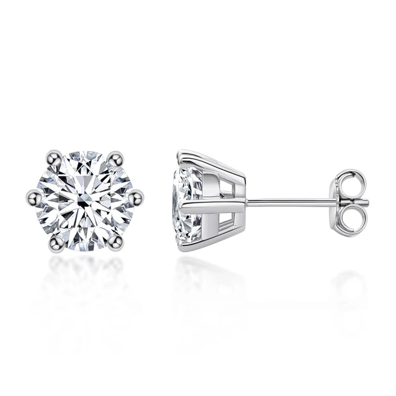 Moissanite Studs 0.5 To 2Ct Sterling Silver Screw Back - Smarsty