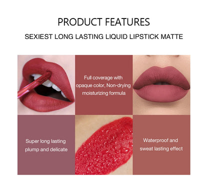 Handaiyan Set of 6 Long Lasting Non-Stick Lip Gloss - Smarsty