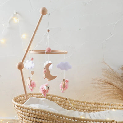 Baby Crib Mobile Bed Bell Rattle Toys Wooden Crochet Stars Pendant Bed Bell Toys Newborn Comfort Crib Bracket Hanging Toys Gifts by Smarsty