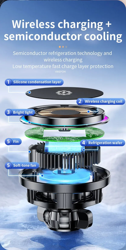 30W Magnetic MagSafe Wireless Car Charger With Cooling - Smarsty