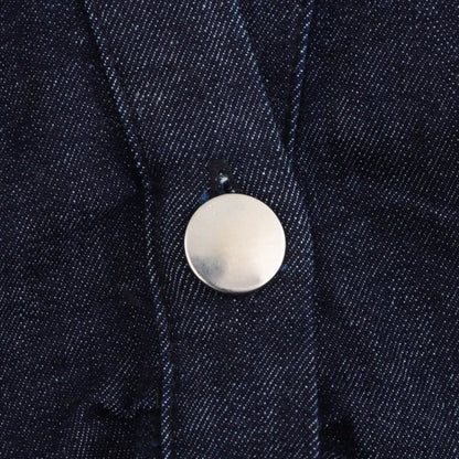 ETJ 2025  Spring New 1975 series denim MIDI dress with lapel side zipper fashion wrinkle waist slim elegant dress