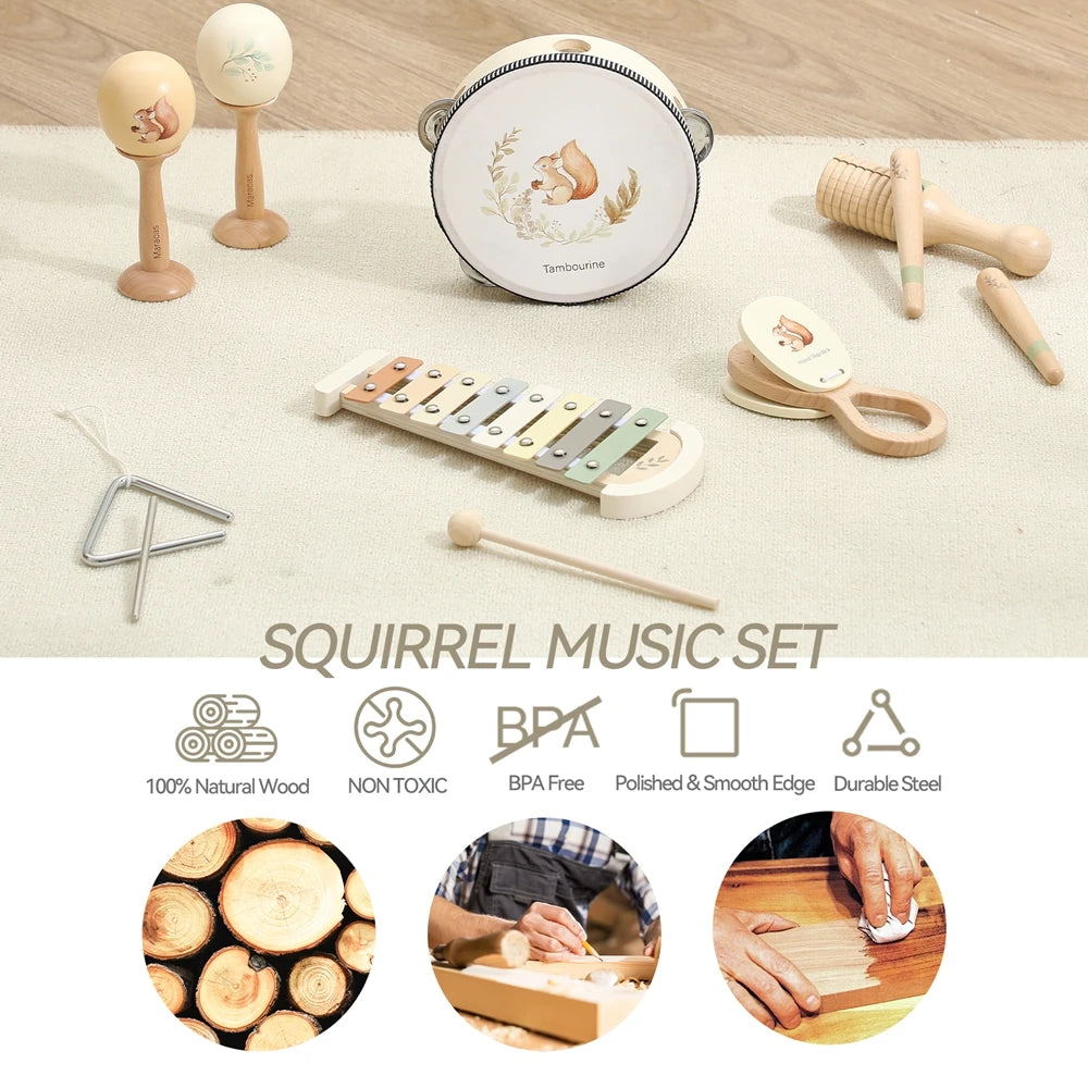 Musical Instruments Montessori Music Baby 0 12 Months Toys Drum Xylophone Kids Early Educational Wooden Instruments Baby Toys by Smarsty