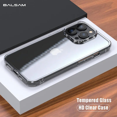 Luxury Tempered Glass Clear Case For iPhone 16 15 14 12 13 Mini 11 Pro XS Max X XR 15 7 8 16Plus SE Transparent Hard Case Fundas by Smarsty