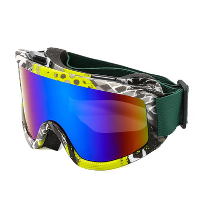 Large Frame Ski Goggles with Colorful Lens Anti-Collision Anti-Glare Lens Outdoor Sport Snow Snowboard for Snowboarding Skiing - Smarsty