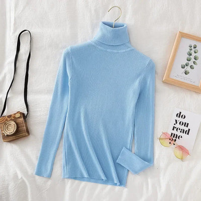 2025 Women Turtleneck Sweater Knitted Soft Pullovers Cashmere Jumpers Basic Solid Soft Sweaters Women Autumn Winter Casual Top - Smarsty
