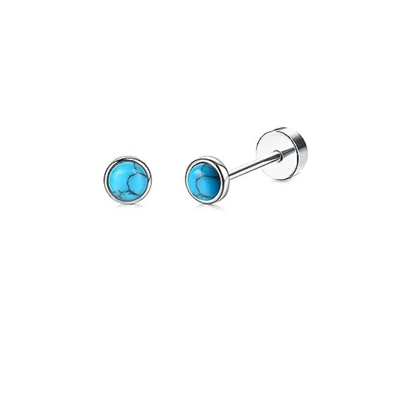 Stainless Steel Heart Moon Ear Studs Screw Back Cartilage - Smarsty