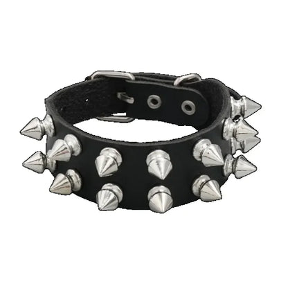 Unisex PU Leather Punk Bracelet with Spikes and Skull - Smarsty