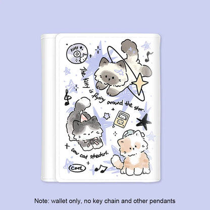 PU Leather Cute Women Wallet Coin Purse Simple 3 Folds Multi-card Slots Card Holder Cute Cat Dog Short Wallets for Girls - Smarsty