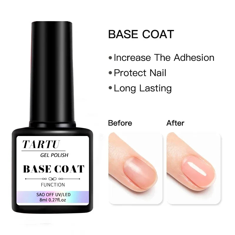 8ml Functional Gel Nail Art Set with Base Coat and Top Coats - Smarsty