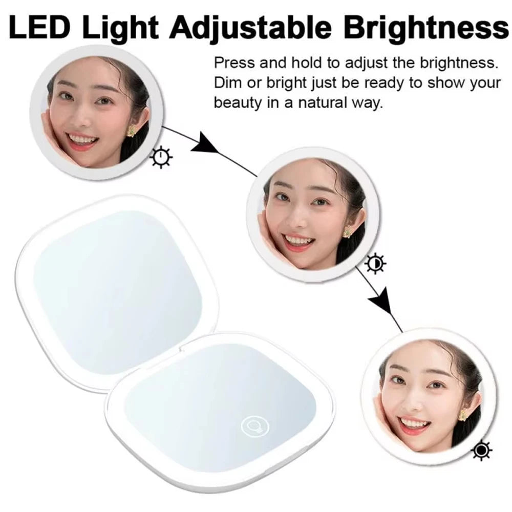 Compact LED Makeup Mirror with 5X Magnification and Dual Sides - Smarsty