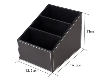 5 Grid Pu Leather Organizer Remote Control Phone And Tv Holder Desk Storage Box Cosmetics Brush by Smarsty
