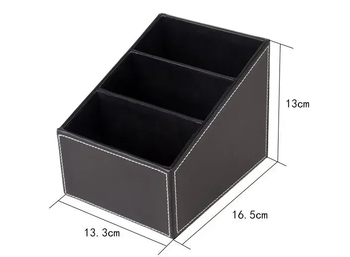 5 Grid Pu Leather Organizer Remote Control Phone And Tv Holder Desk Storage Box Cosmetics Brush by Smarsty