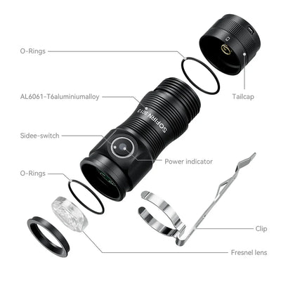 Sofirn Mini SC13 SST40 LED 1300lm Tactical 18350 Rechargeable Flashlight 6000K Keychain Emergency Torch Led Light with Magnetic - Smarsty