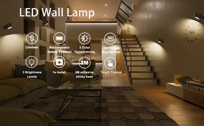 Magnetic LED Wall Light with Dimmable Touch Control - Smarsty