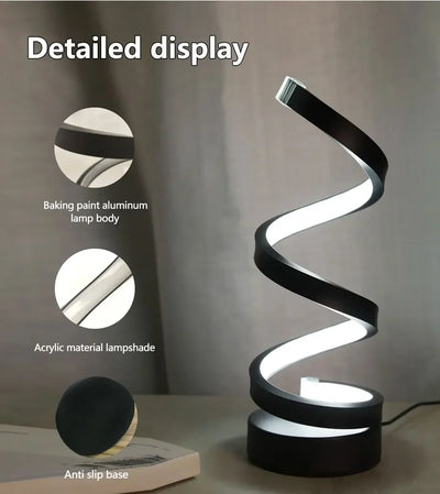 Dimmable LED Spiral Table Lamp for Modern Bedrooms - Smarsty