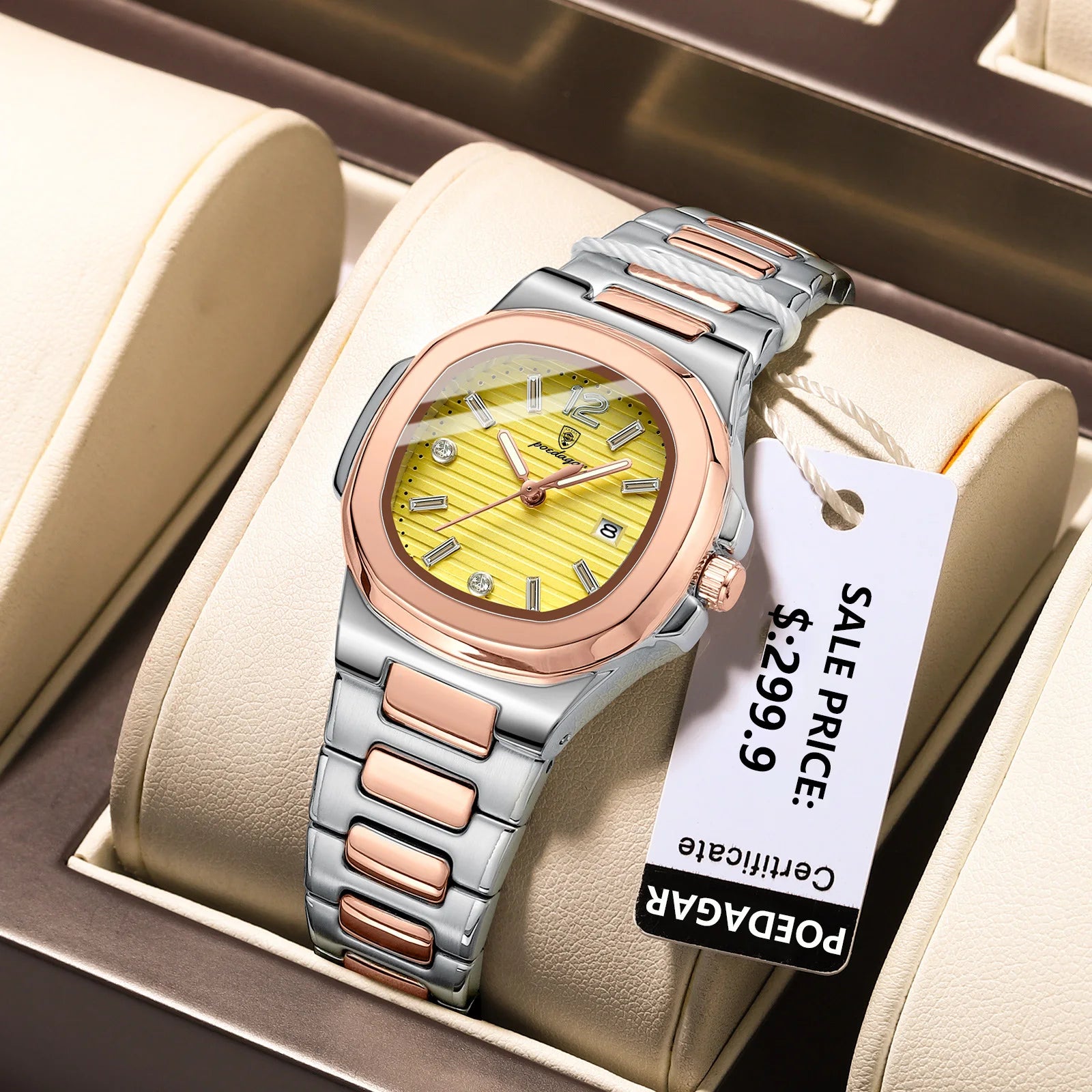 POEDAGAR Luxury Square Watch For Woman Luminous Waterproof Date Ladies Watch Elegant Women's Quartz Watches Simple Female Clock - Smarsty