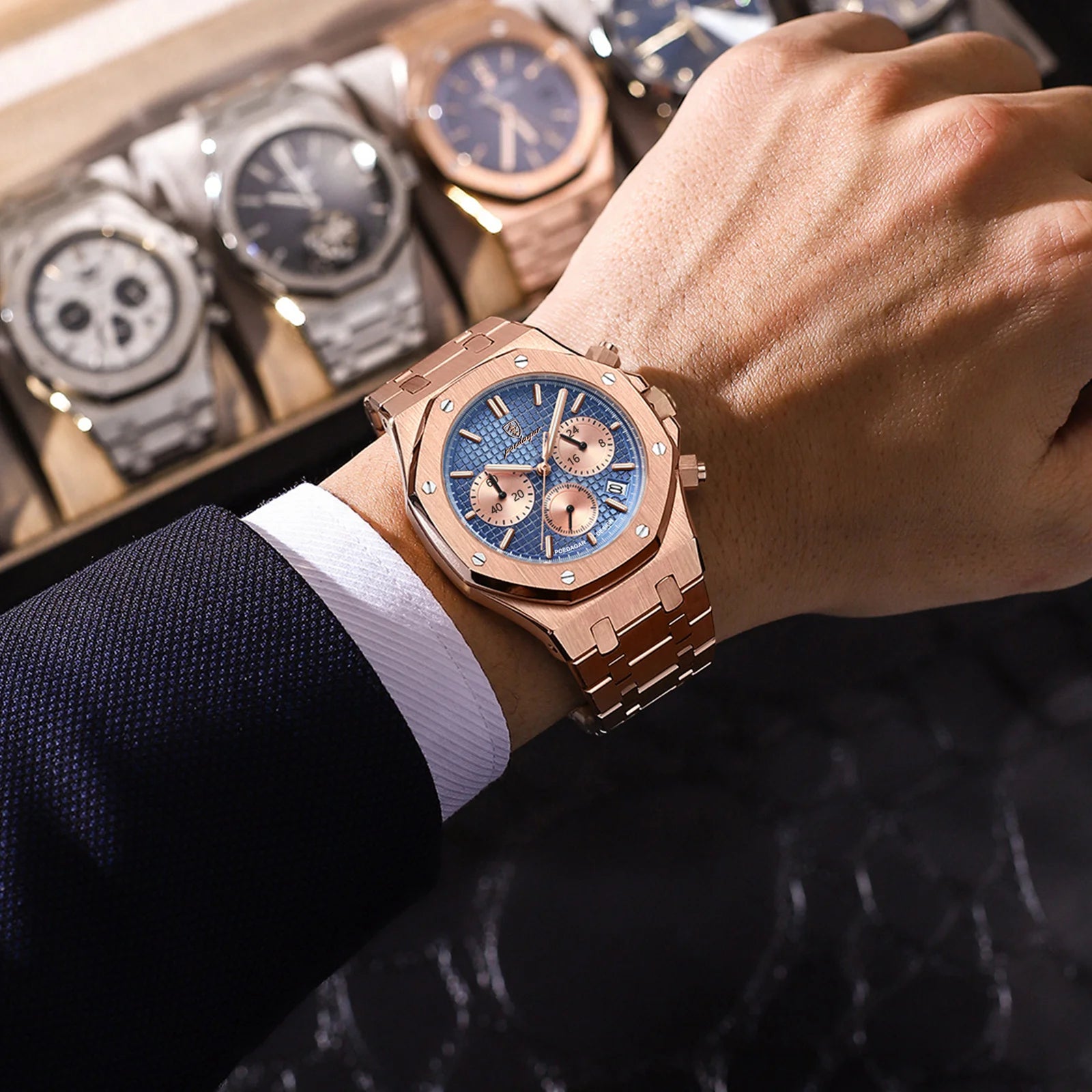 Luxury Men's Chronograph Watch with Waterproof Feature - Smarsty
