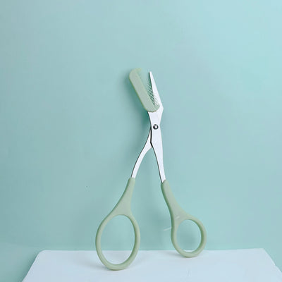 Pink Eyebrow Trimming Scissors with Built-In Comb - Smarsty