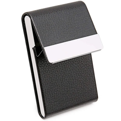 Business Card Holder Case - Slim PU Leather Metal Pocket Card Holder with Magnetic Shut, Name Card Holder - Smarsty