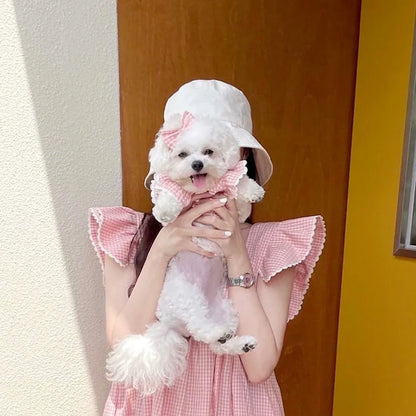 Pink Plaid Lace Dog Dress for Summer Comfort - Smarsty