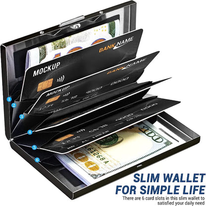 Anti-Scan ANTI RFID Blocking 6 Cards Aluminum Metal ID Bank Credit Card Holder Slim Wallet Case Business Card Protection Holder
