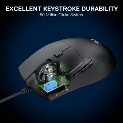 Redragon 618 Wired Gaming 10000 DPI Optical Ergonomic 6 Programmable Buttons, 84G Ultra Lightweight Mouse