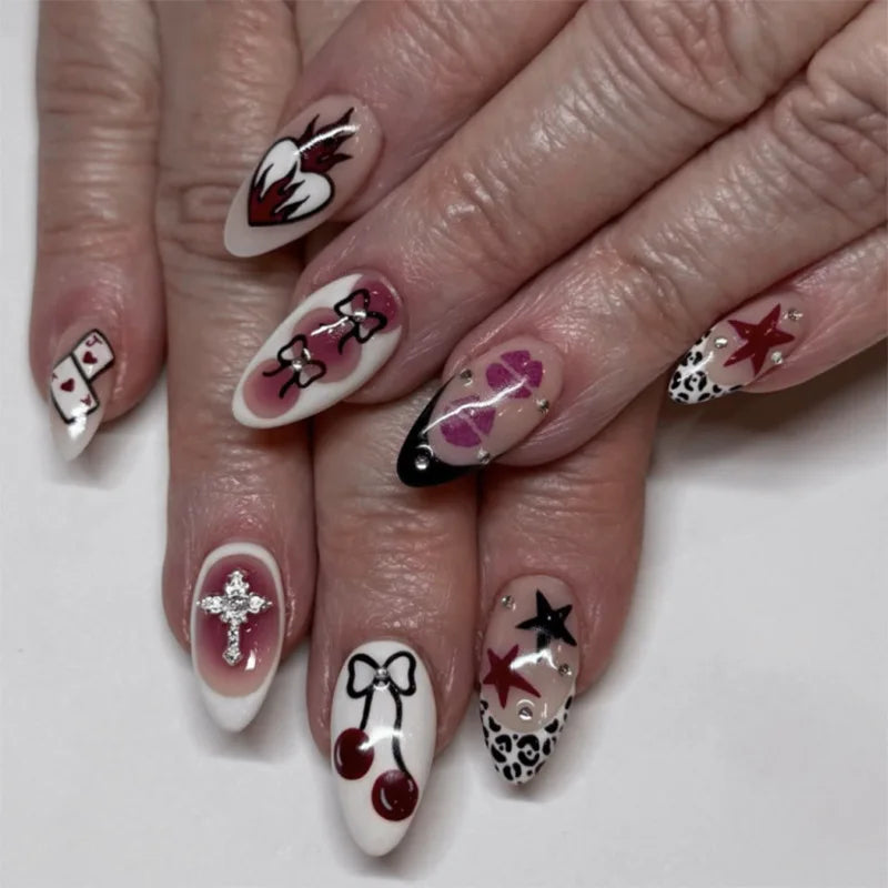 24pcs Flower Design Fake Nail Tips Full Cover - Smarsty