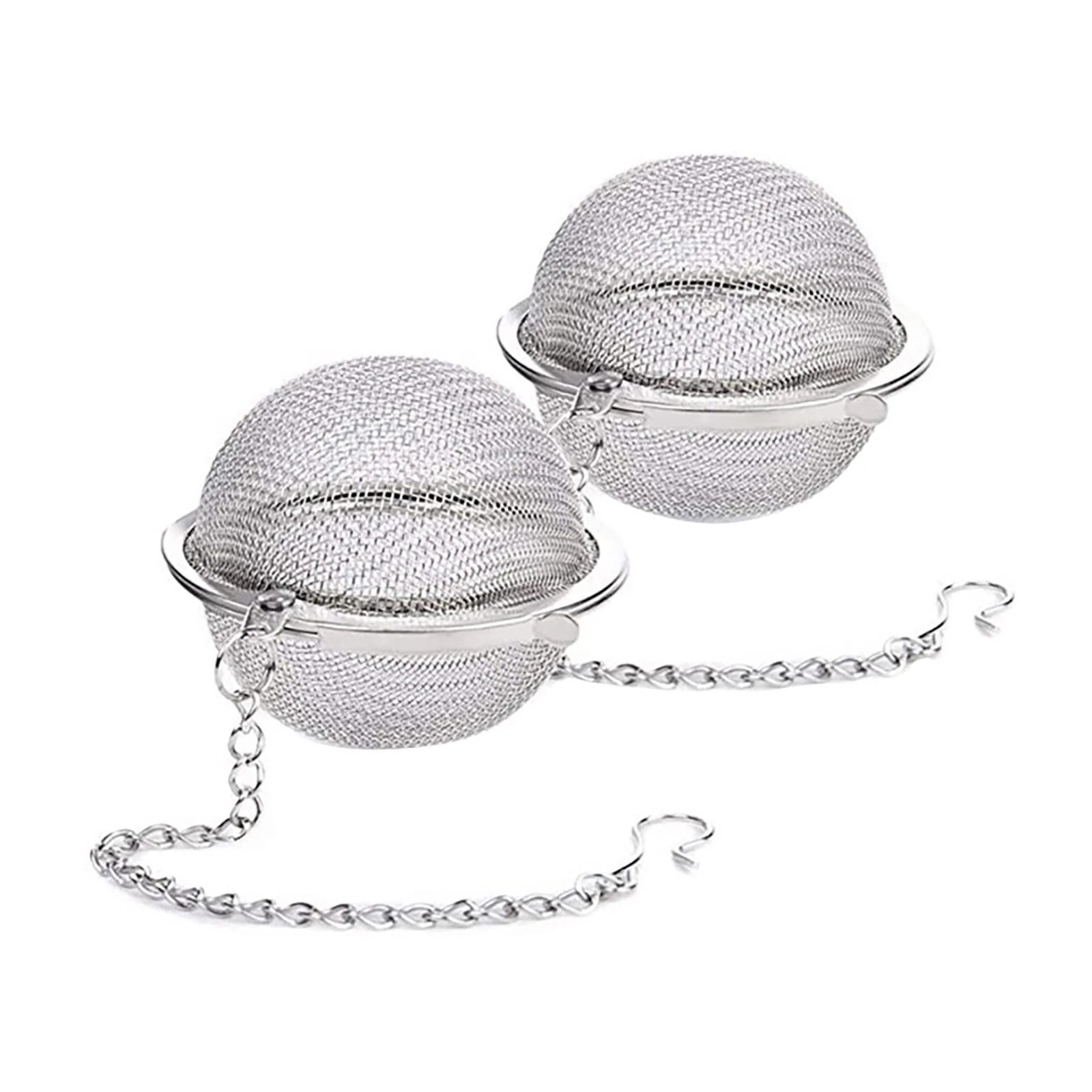 10-2pcs Stainless Steel Tea Ball Loose Leaf Tea Strainer Infusers Extra Fine Mesh Tea Interval Diffuser with Chain
