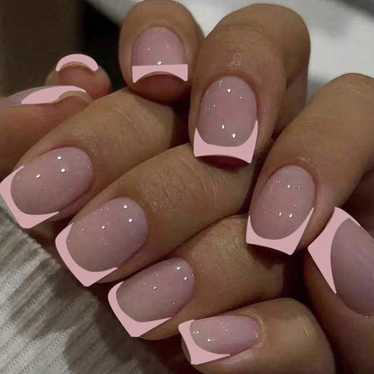 24 Piece Short Square Fake Nails with French Tips - Smarsty