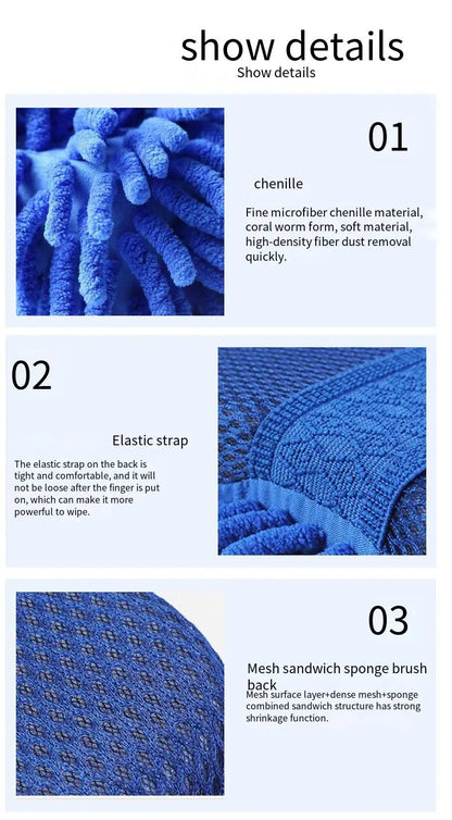 Absorbent Microfiber Chenille Car Wash Sponge Brush Kit - Smarsty