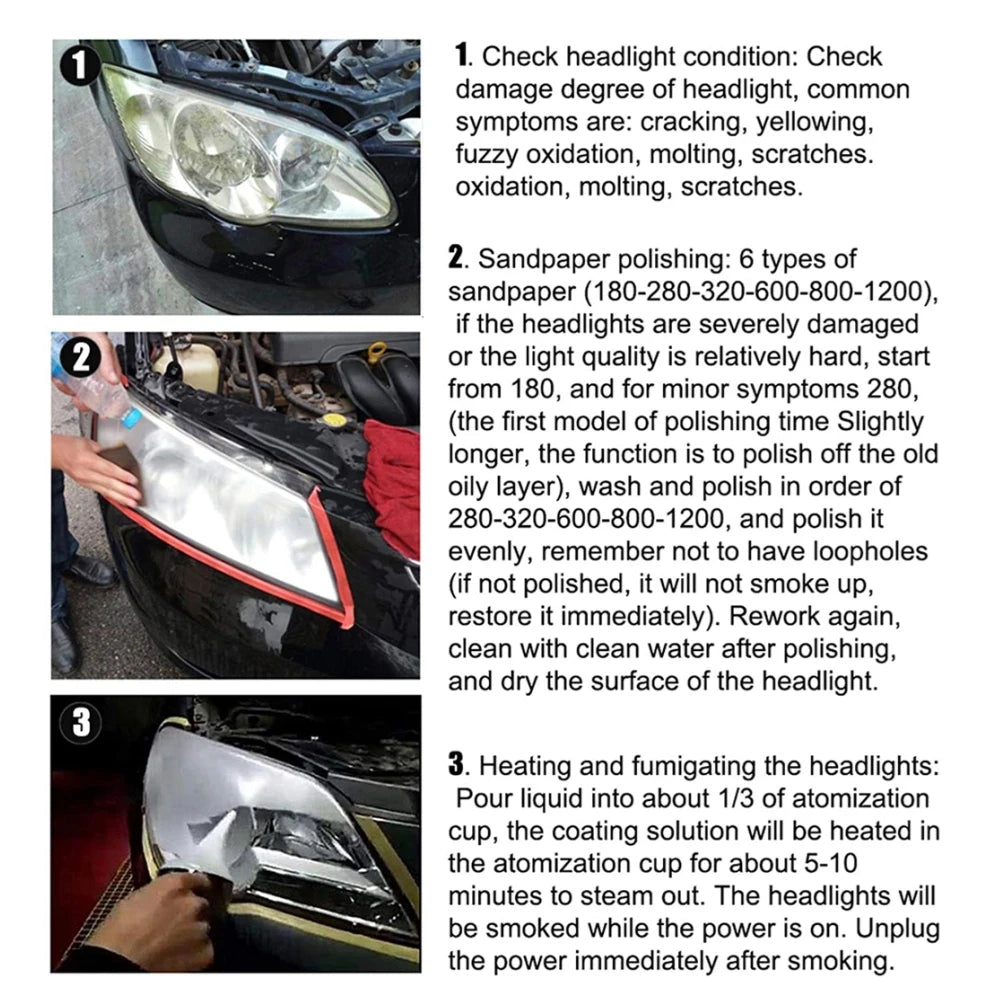Headlight Polishing Set Auto Headlight Renovator Light Restoration Clean Car 300ml Polish Spotlights Headlights Renovation Kit - Smarsty