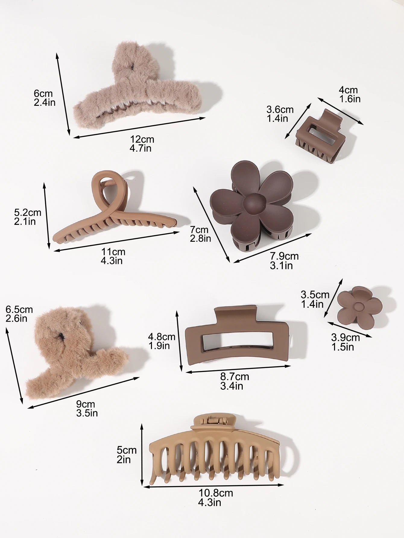 Neutral Color Large Matte Hair Claw Clips Strong Hold - Smarsty