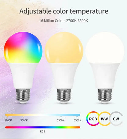 Tuya Smart E27 LED Bulb with RGB Colors and Remote Control - Smarsty