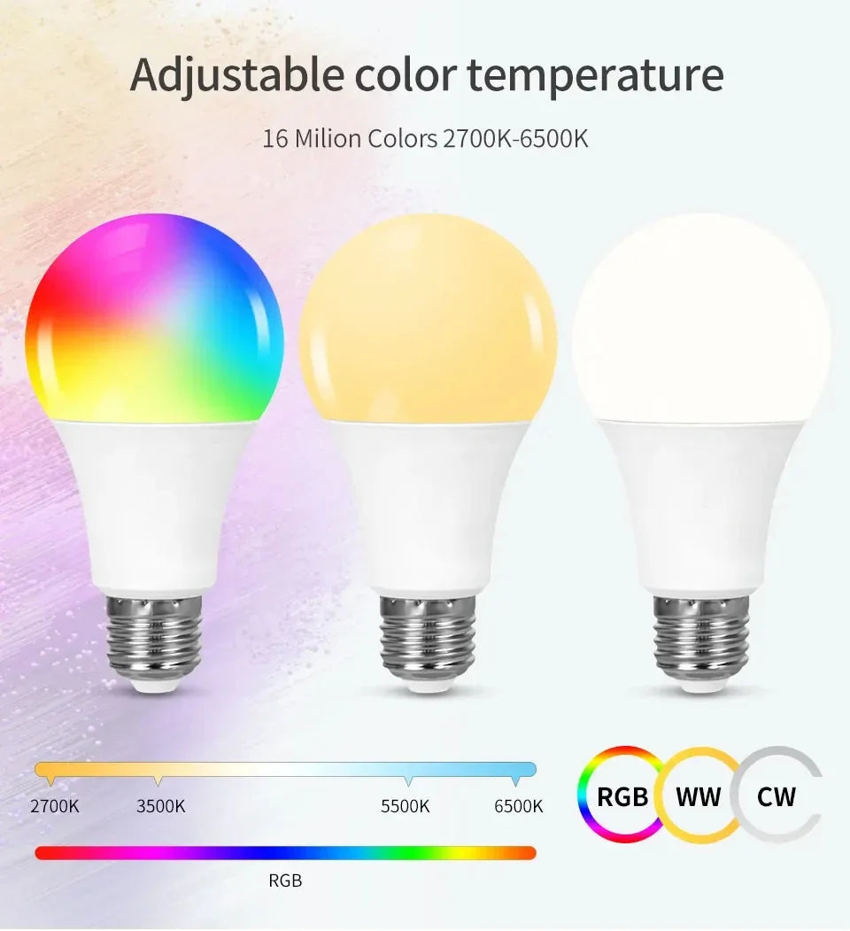Tuya Smart E27 LED Bulb with RGB Colors and Remote Control - Smarsty