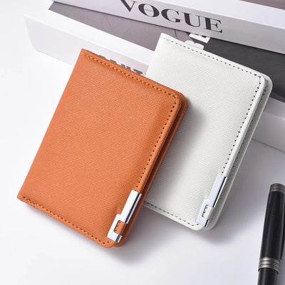 Black Faux Leather Small Slim Business-Style Wallet - Multiple Card Slots, Credit Card and Driver's License Holder, Geometric In - Smarsty