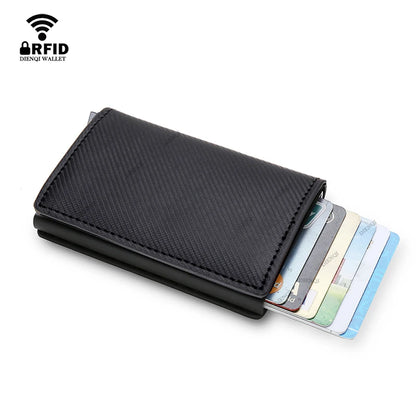 Anti Rfid Carbon Fiber ID Credit Card Holder Men Wallets Mini Automatic Pop up Bank Cardholder Case Minimalist Vallet Choice