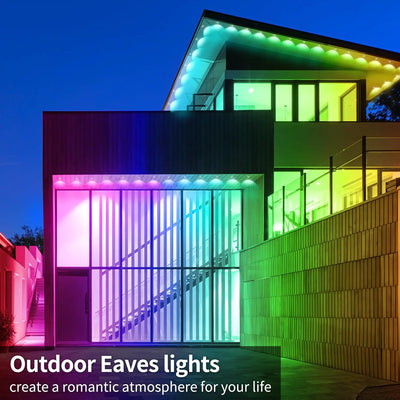 Permanent Outdoor String Lights 60M 120LEDs Smart RGBIC LED Lights IP67 Waterproof Full House Eaves Lights Halloween Decor Alexa