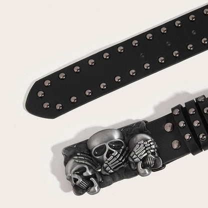 Luxury Punk Goth Rivet Unisex Designer Belt Black - Smarsty