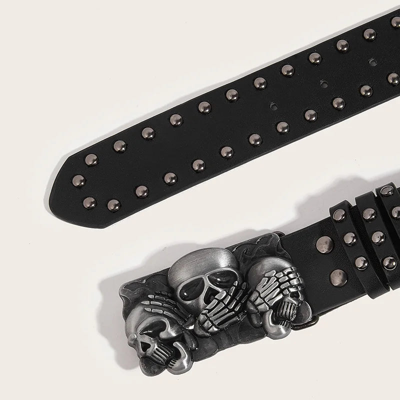 Luxury Punk Goth Rivet Unisex Designer Belt Black - Smarsty