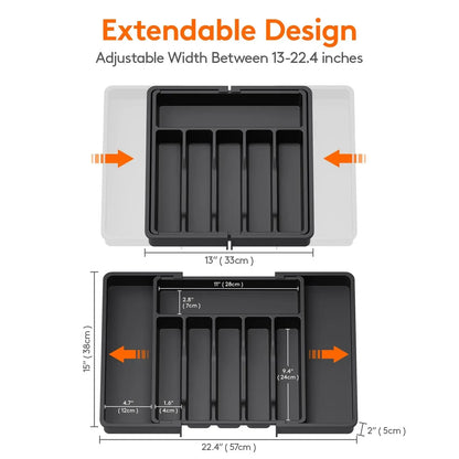 Adjustable Kitchen Storage Organizer Tray – Plastic Multifunctional Drawer Organizer for Kitchen Counter Utensils
