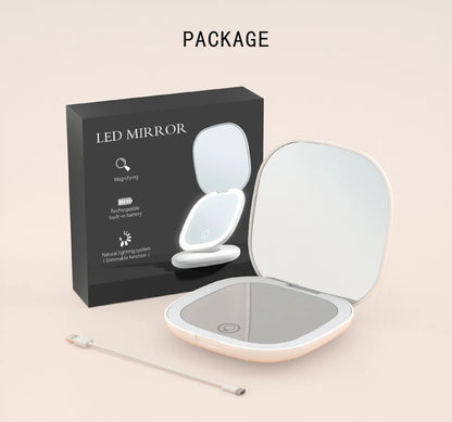 Compact Foldable LED Makeup Mirror With 5x/10x Magnification - Smarsty